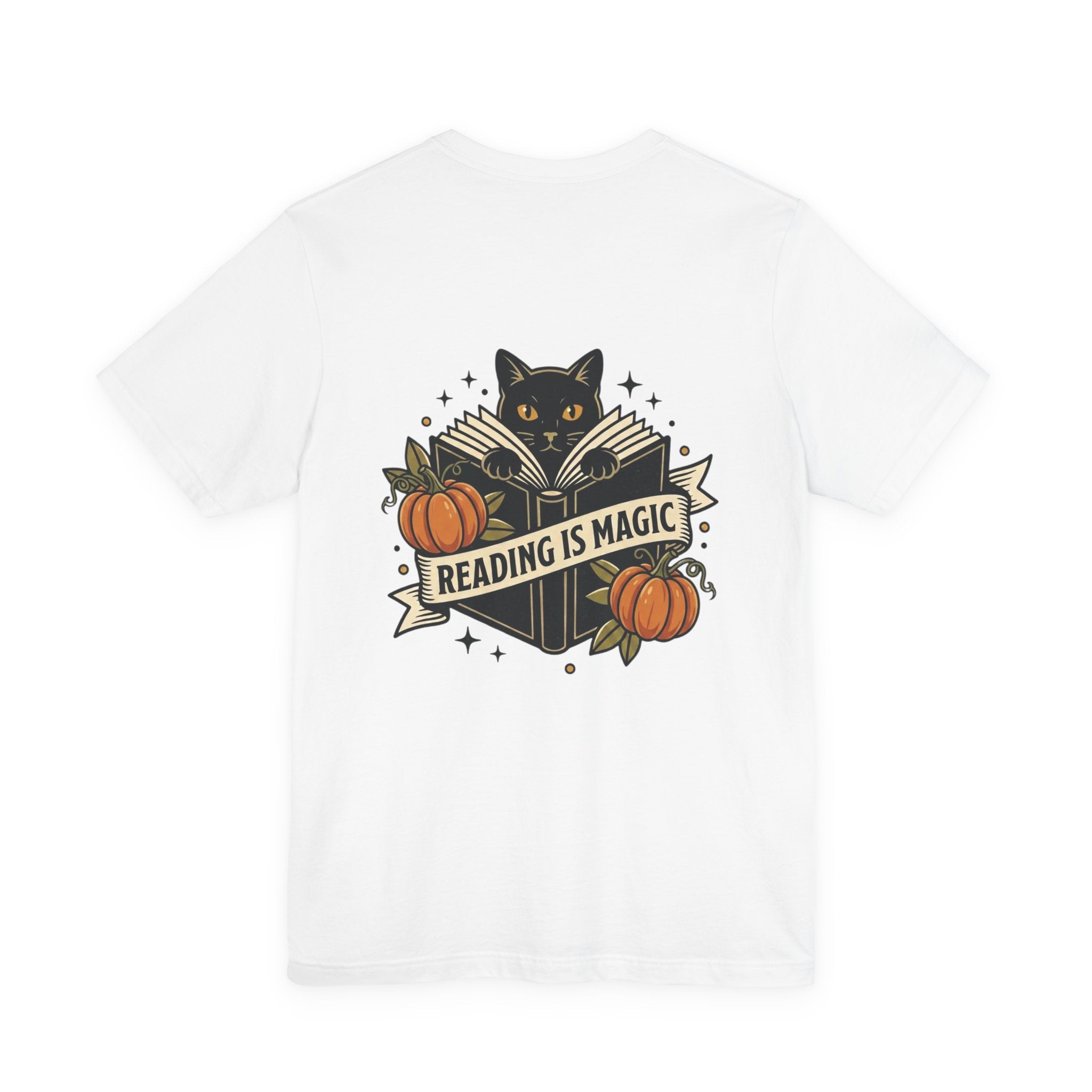 Reading Is Magic T-Shirt | Traditional Tattoo Cat, Banner & Pumpkins