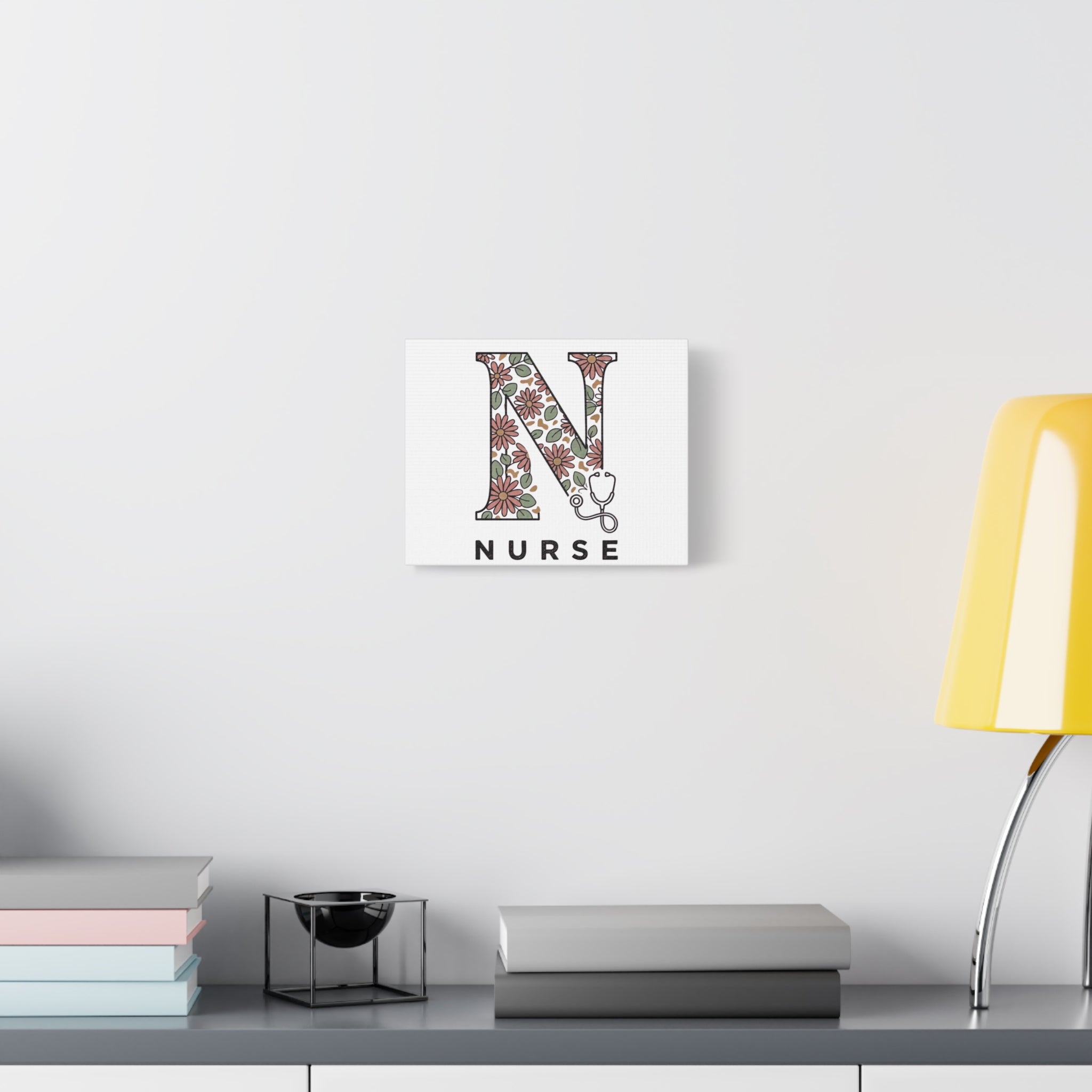 Floral 'N' Nurse Stretched Canvas Wall Art — Decorative Nurse Gift
