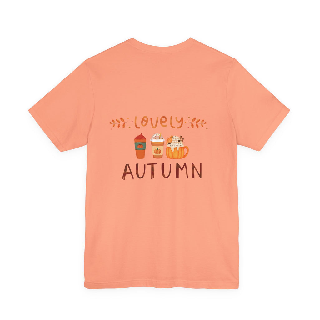 Lovely Autumn T-Shirt – Pumpkin & Cozy Fall Drinks Graphic Tee