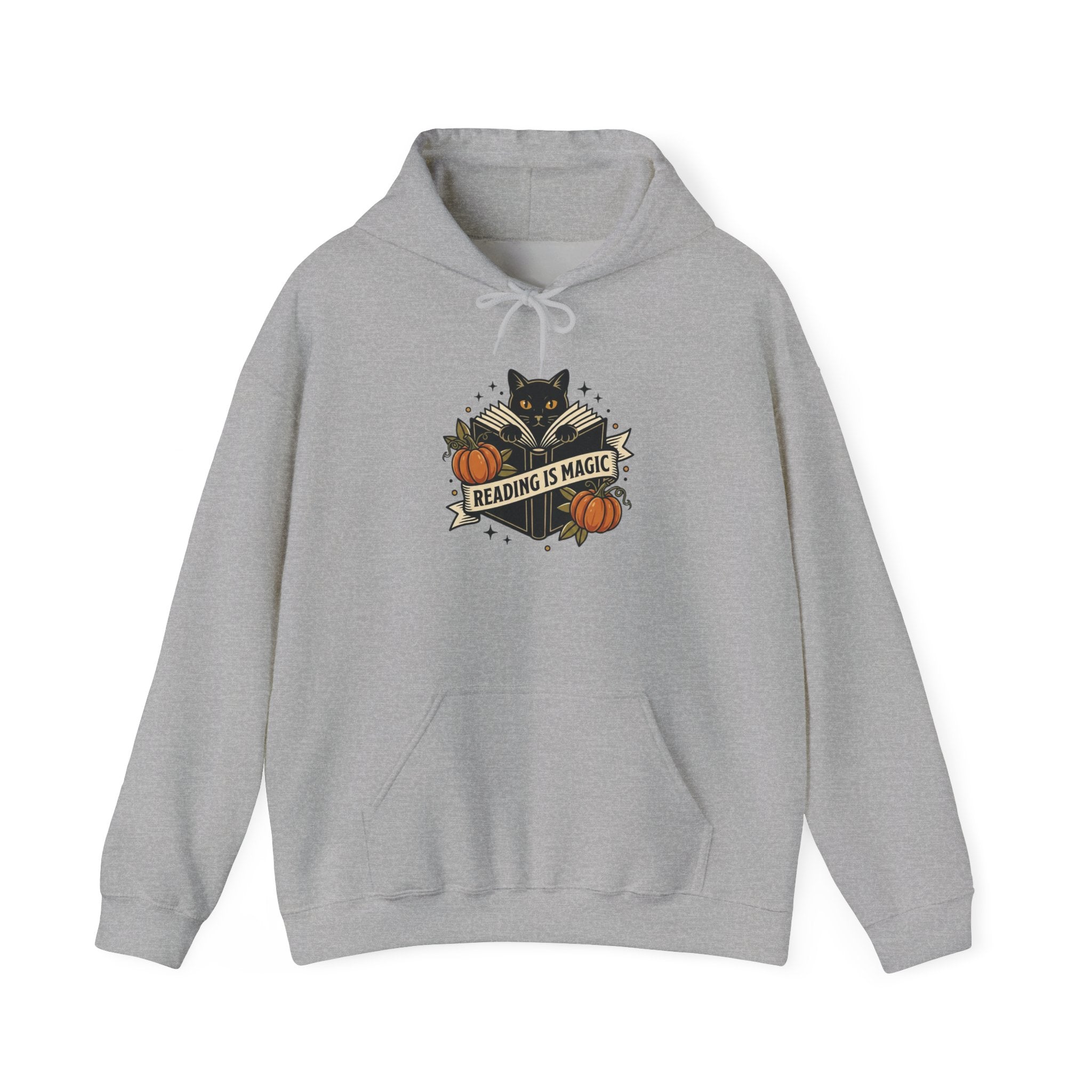 Black Cat with Pumpkins Hoodie | Traditional Tattoo-Inspired, Flash-Style