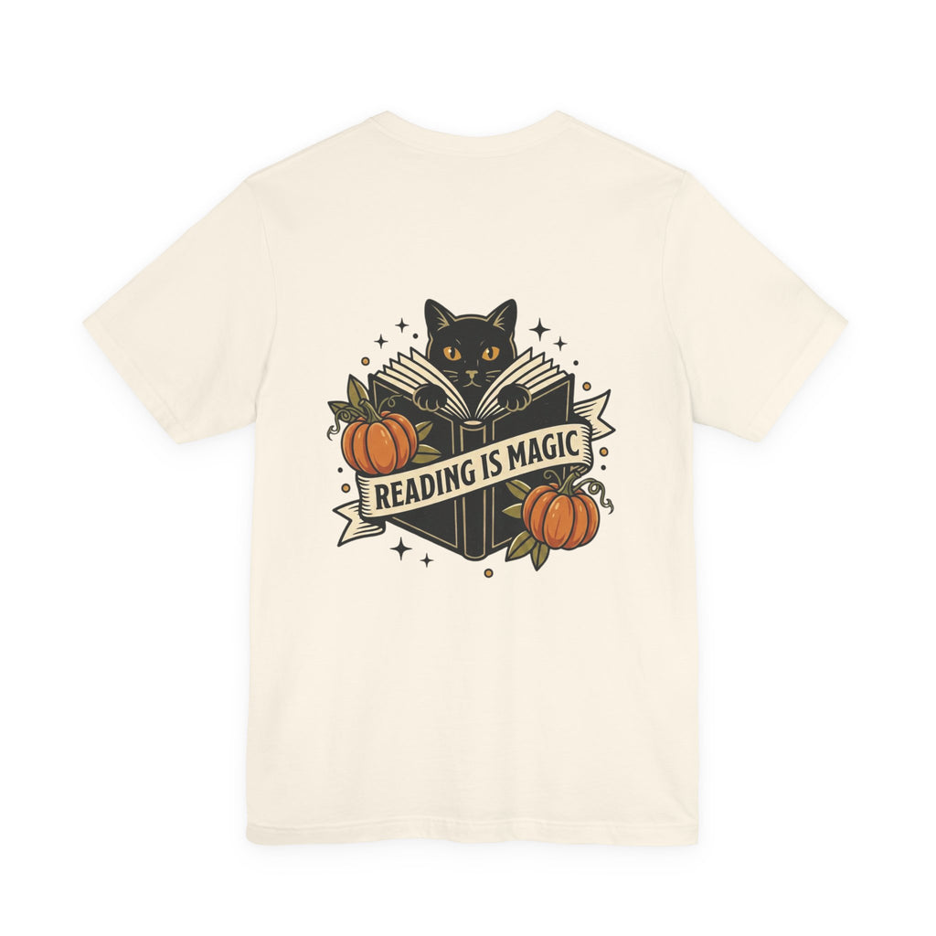 Reading Is Magic T-Shirt | Traditional Tattoo Cat, Banner & Pumpkins