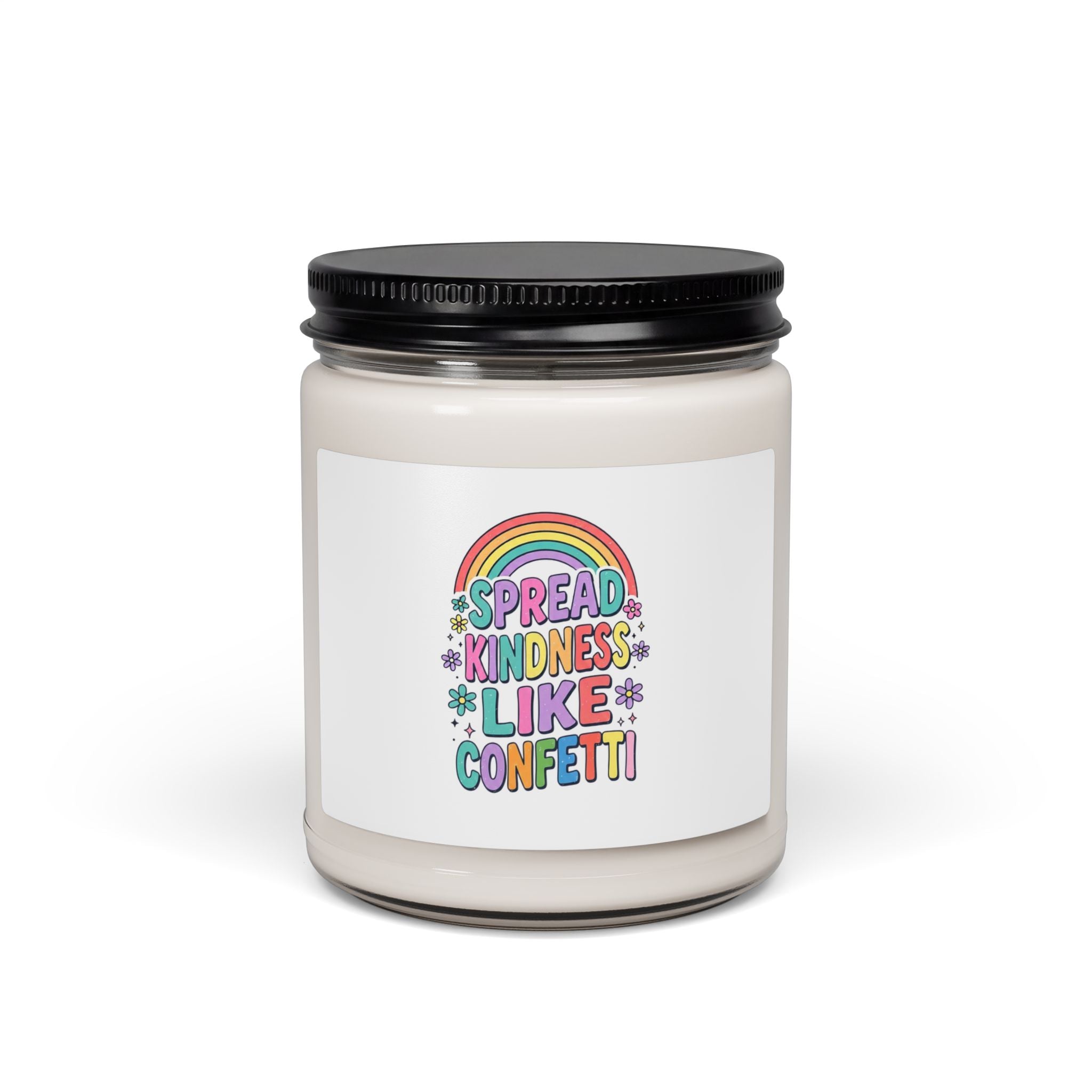 Spread Kindness Like Confetti Candle | Christian Rainbow Scripture Style