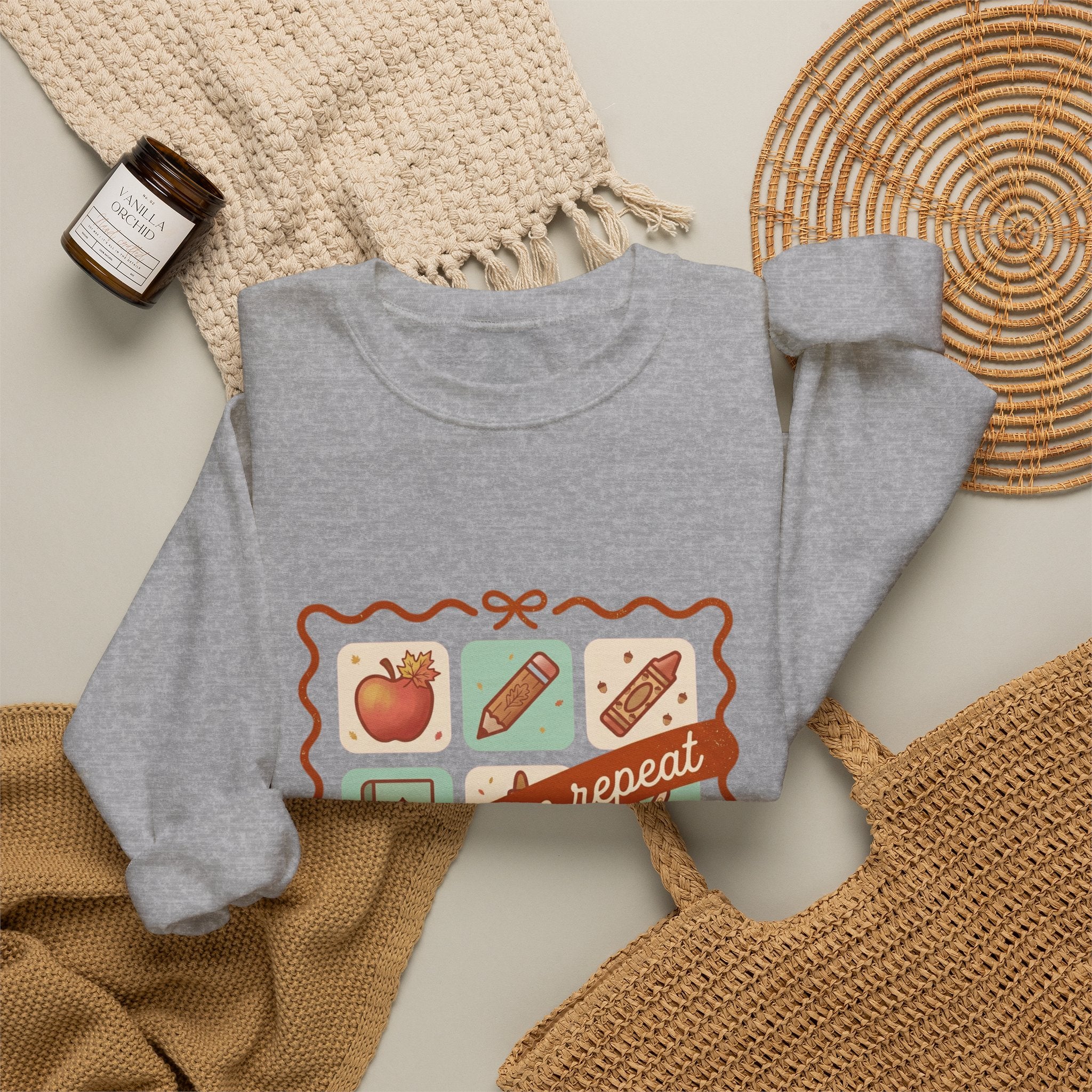 teach, love, repeat Sweatshirt | Back to School Teacher Crewneck