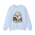 Teacher Society Ghost Book Sweatshirt | Traditional Tattoo-Inspired, Pumpkin Floral Banner