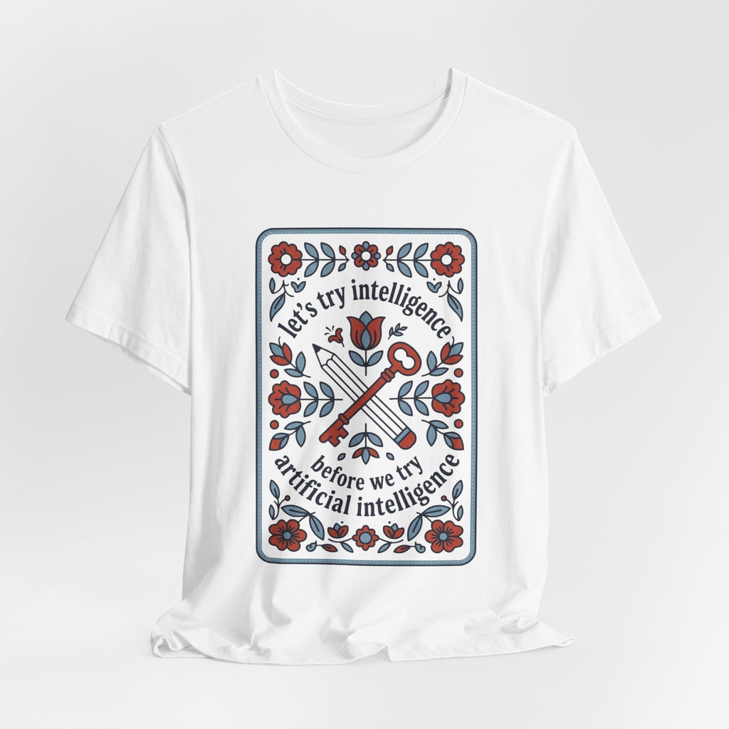 Floral try intelligence Unisex Jersey Short Sleeve Tee