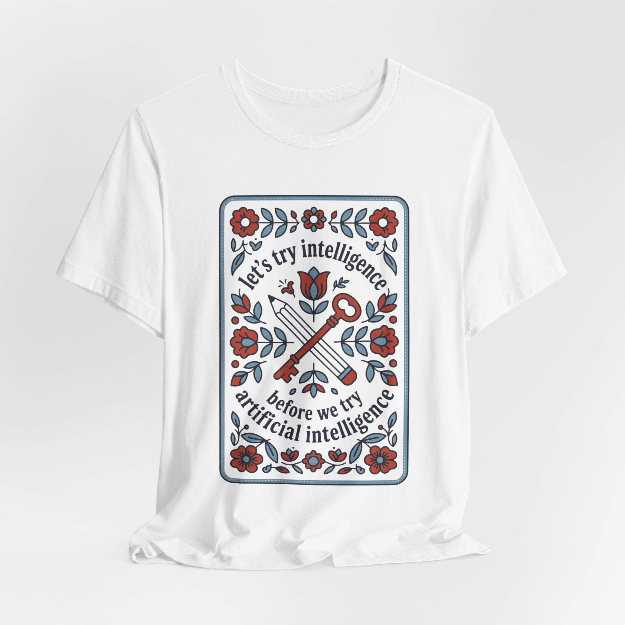 Floral try intelligence Unisex Jersey Short Sleeve Tee