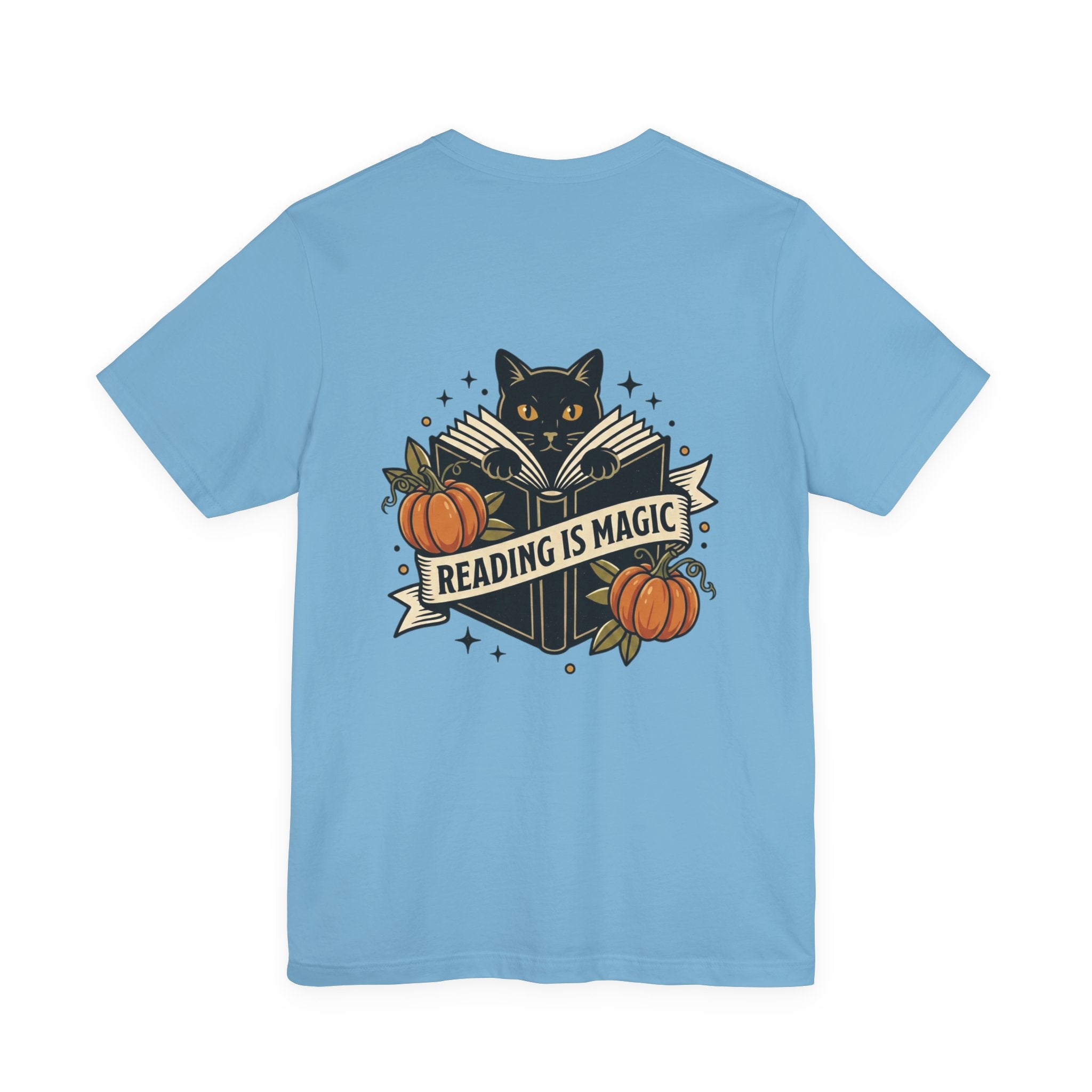 Reading Is Magic T-Shirt | Traditional Tattoo Cat, Banner & Pumpkins