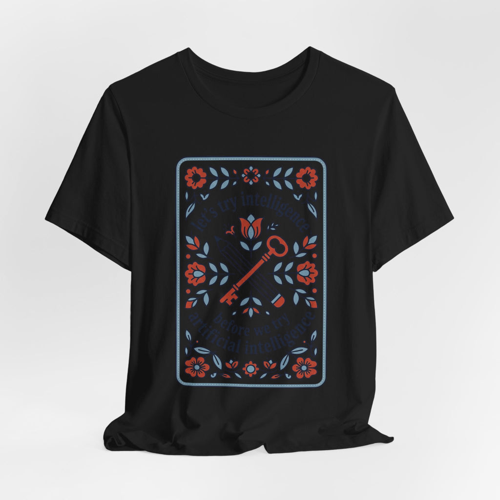 Floral try intelligence Unisex Jersey Short Sleeve Tee