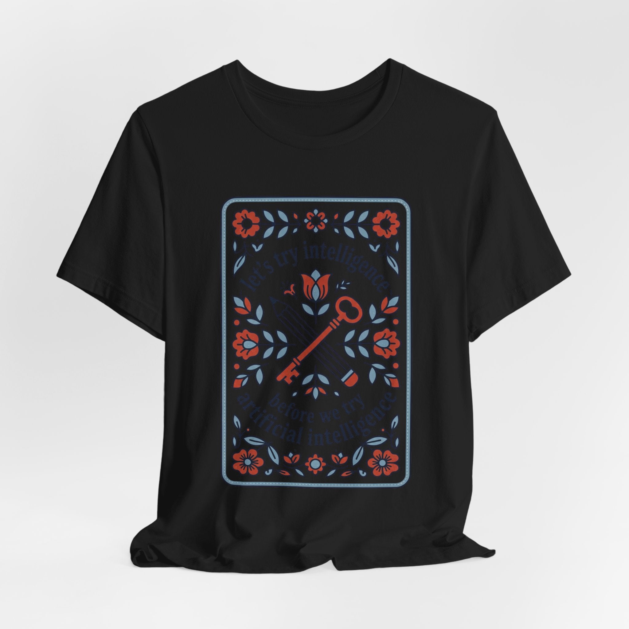 Floral try intelligence Unisex Jersey Short Sleeve Tee