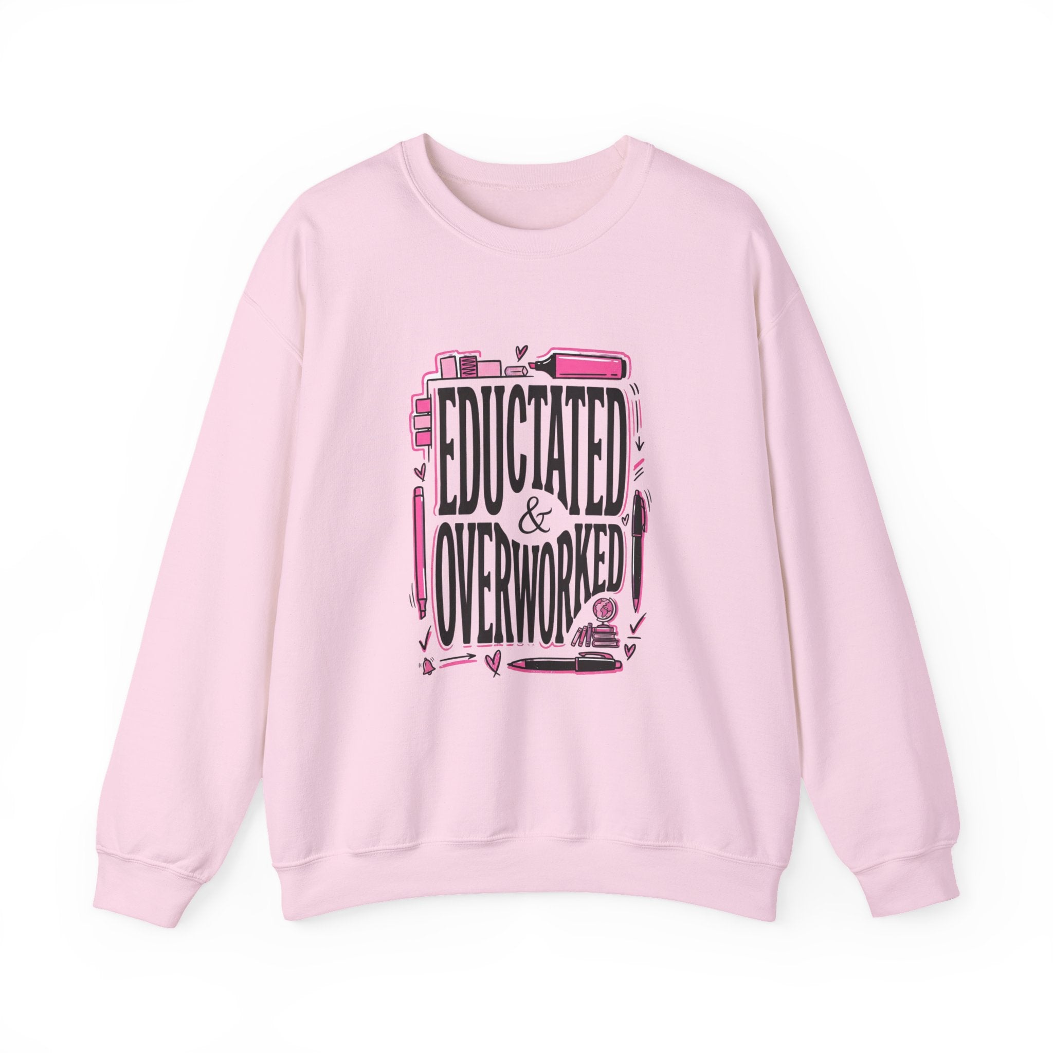 Educated & Overworked Sweatshirt — Funny Grad Teacher Student Crewneck