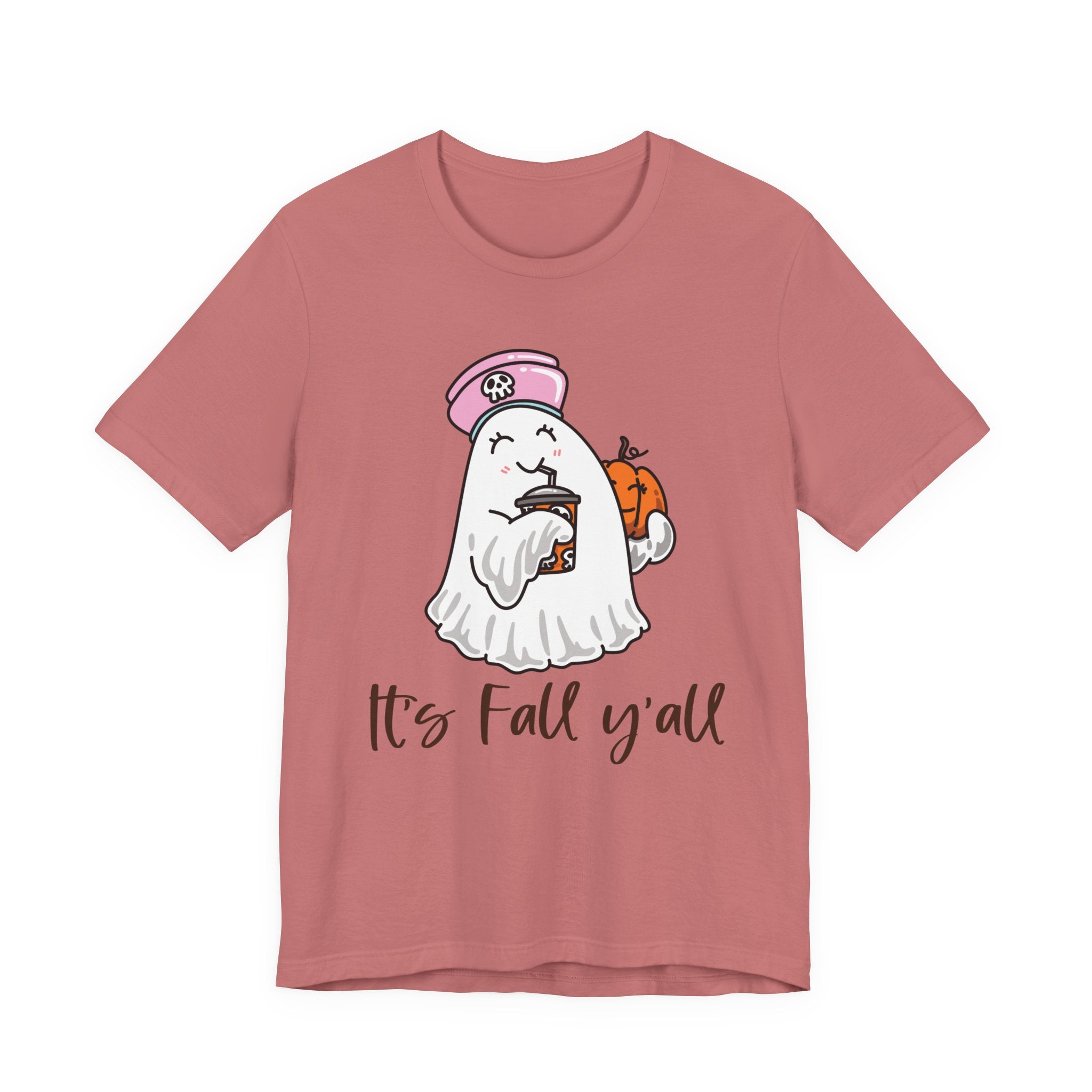 Fall Ghost Tee – "It's Fall y'all" Pumpkin Coffee Shirt