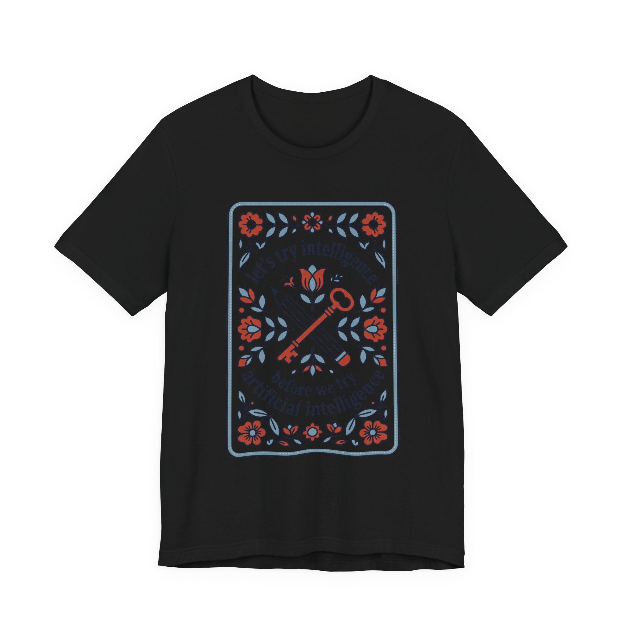 Floral try intelligence Unisex Jersey Short Sleeve Tee