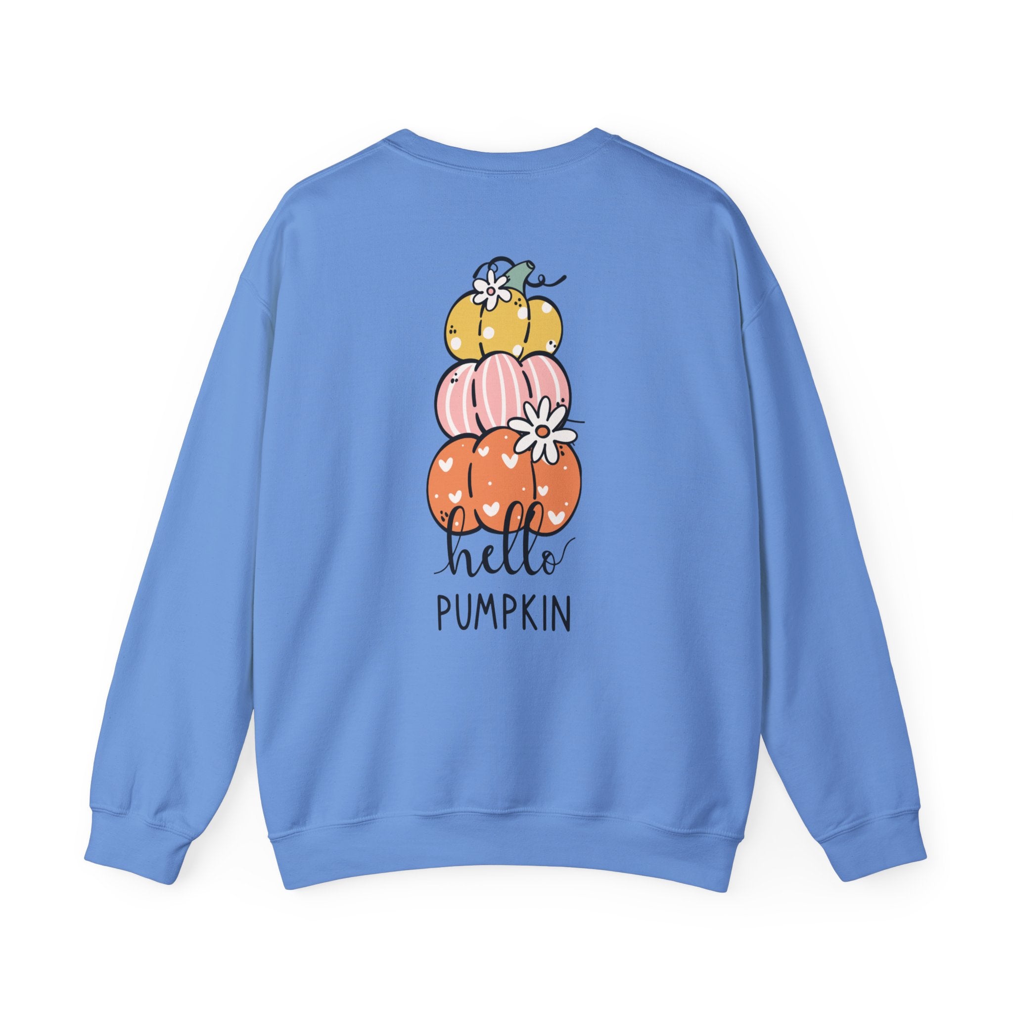 Hello Pumpkin Crewneck Sweatshirt — Cute Stacked Pumpkins Fall Sweater