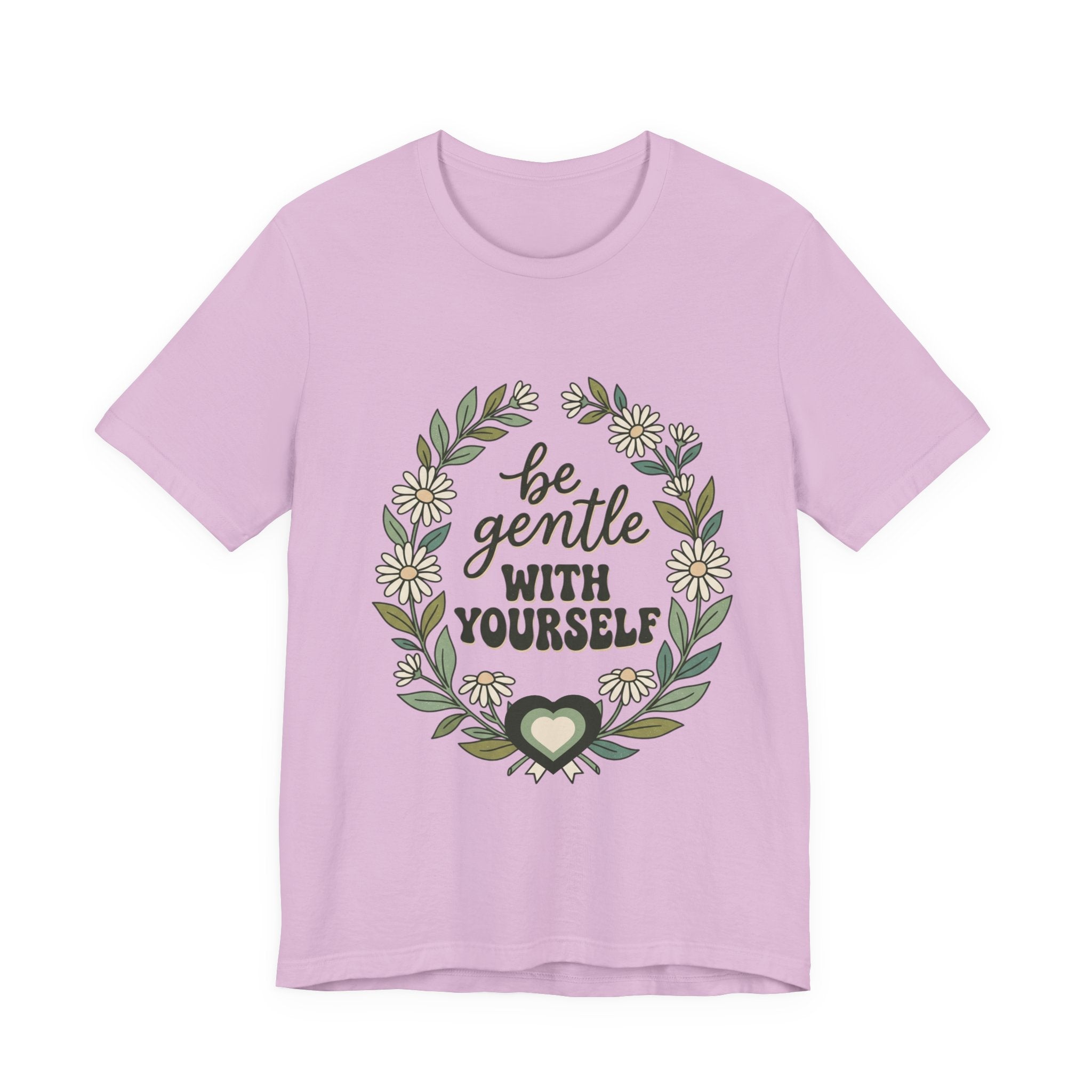Be Gentle With Yourself Tee | Mental Health Awareness, Green Ribbon Floral Wreath