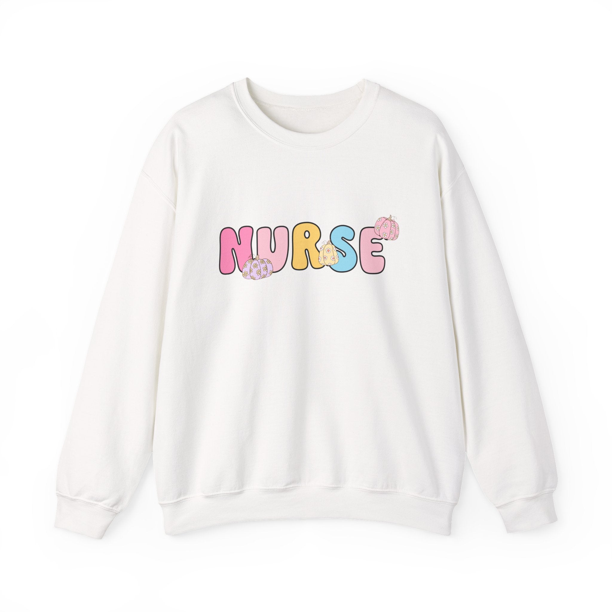 Nurse Bubble Letter Crewneck Sweatshirt — Cute Pastel Nursing Pride Pullover