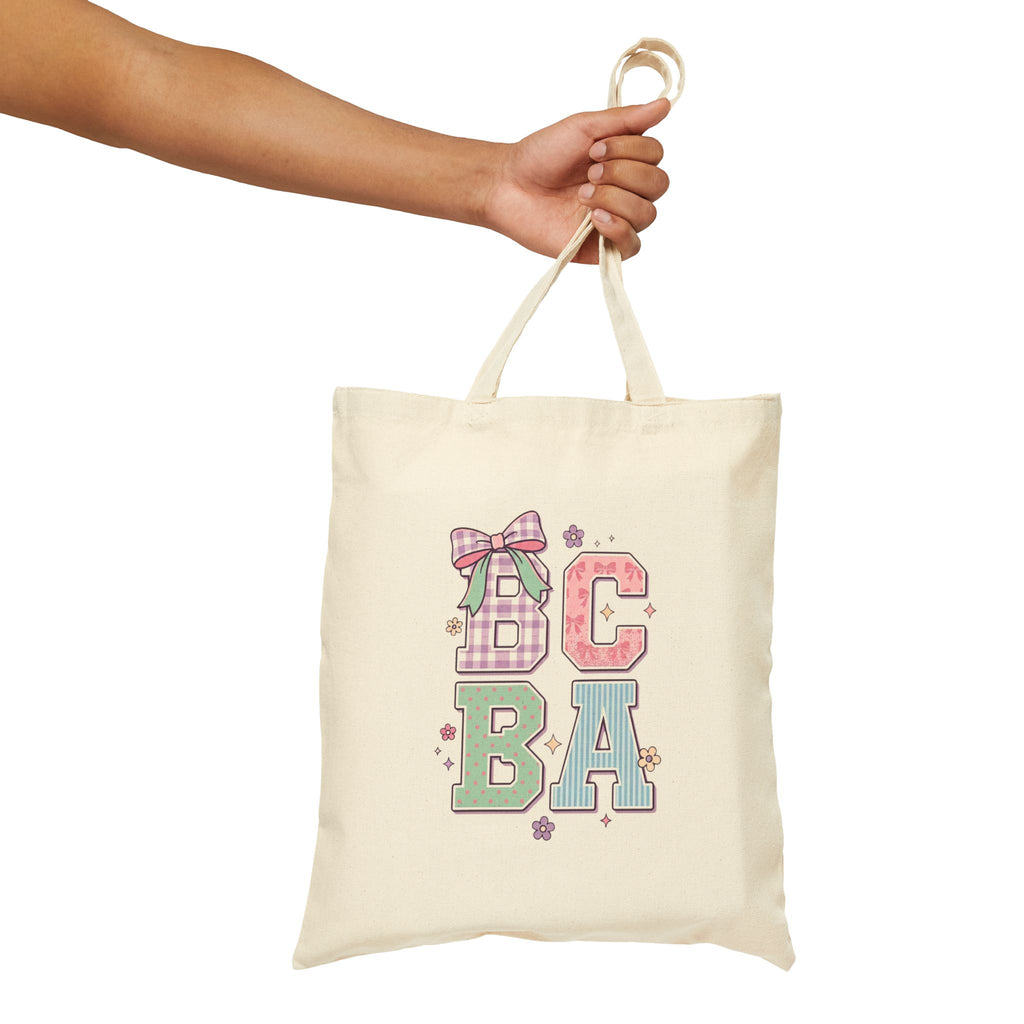 Pastel "BCBA" Tote Bag | Cute Behavior Analyst Canvas Tote Gift for BCBAs