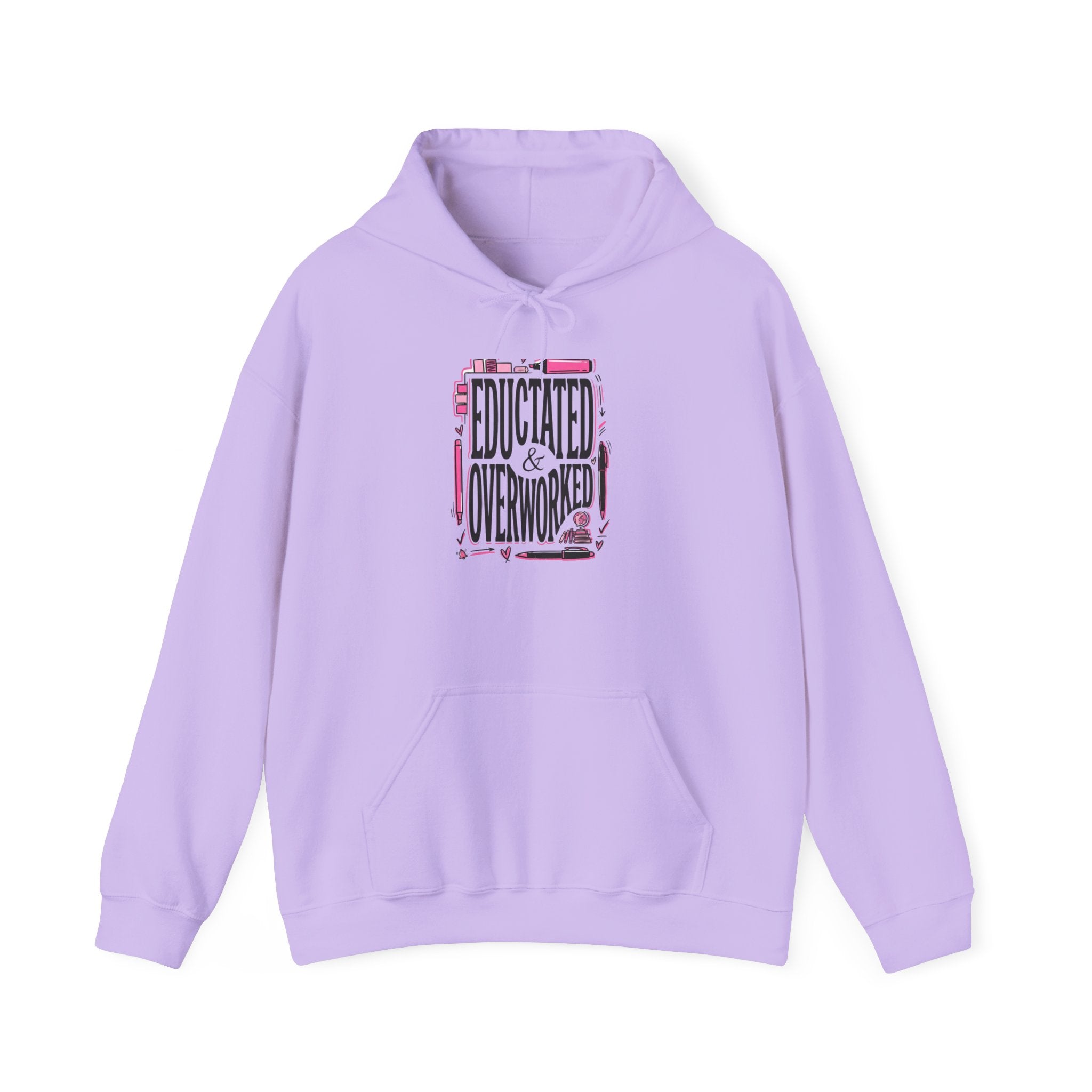Hoodie — "Educated & Overworked" Cozy Graphic Pullover