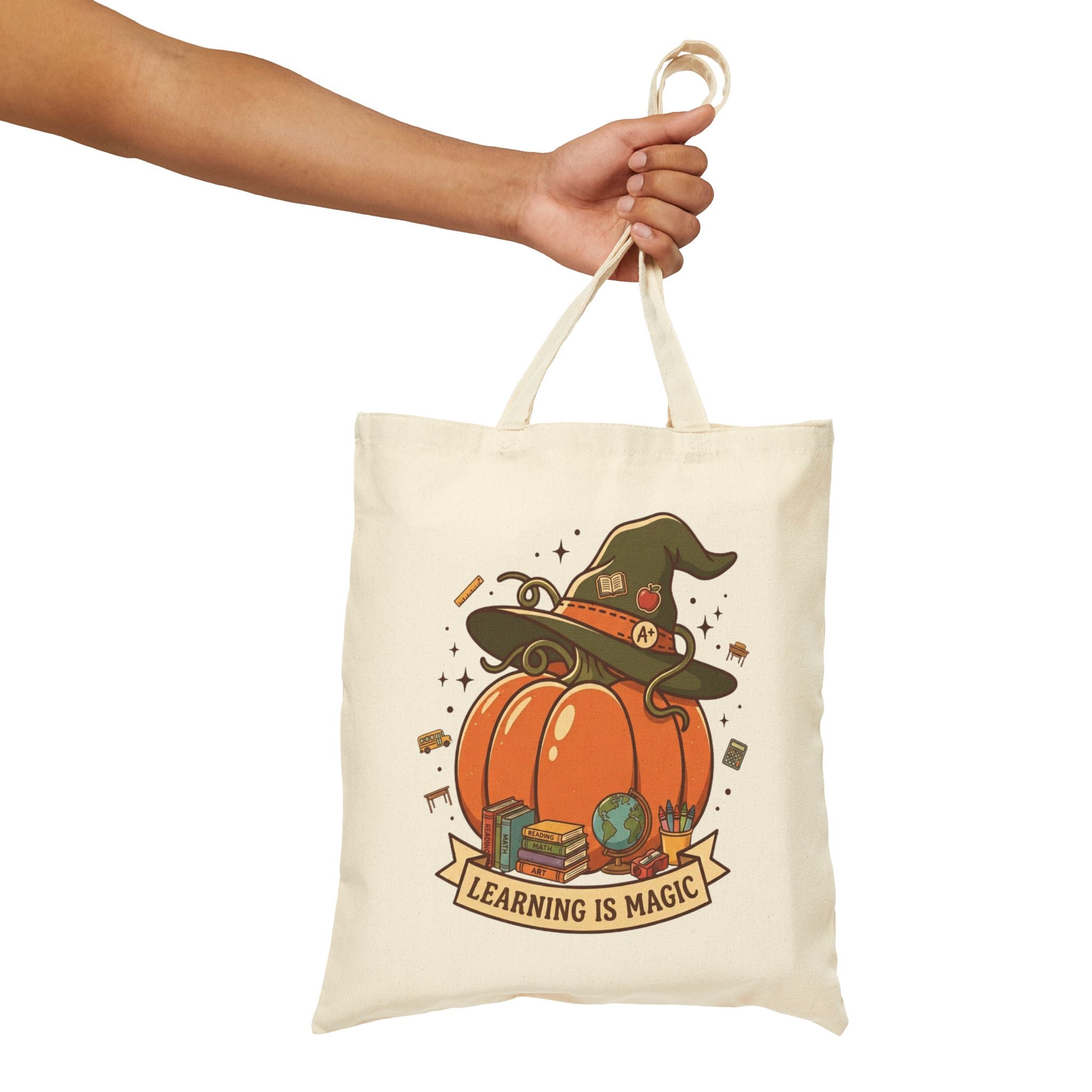 Witch Hat Pumpkin Tote | Fall Pumpkin Illustration, Halloween Autumn Tote