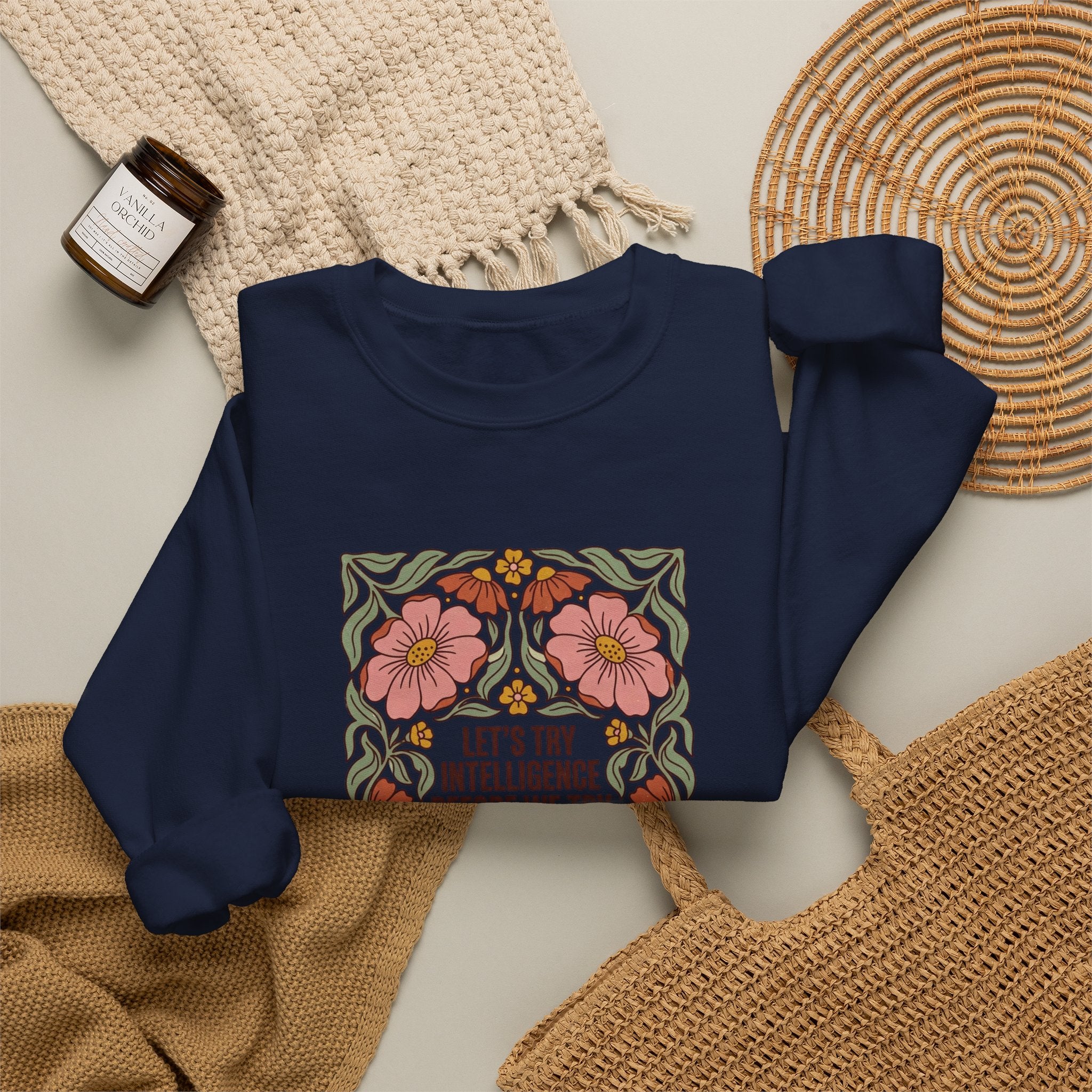 Flower let’s try intelligence Unisex Heavy Blend™ Crewneck Sweatshirt