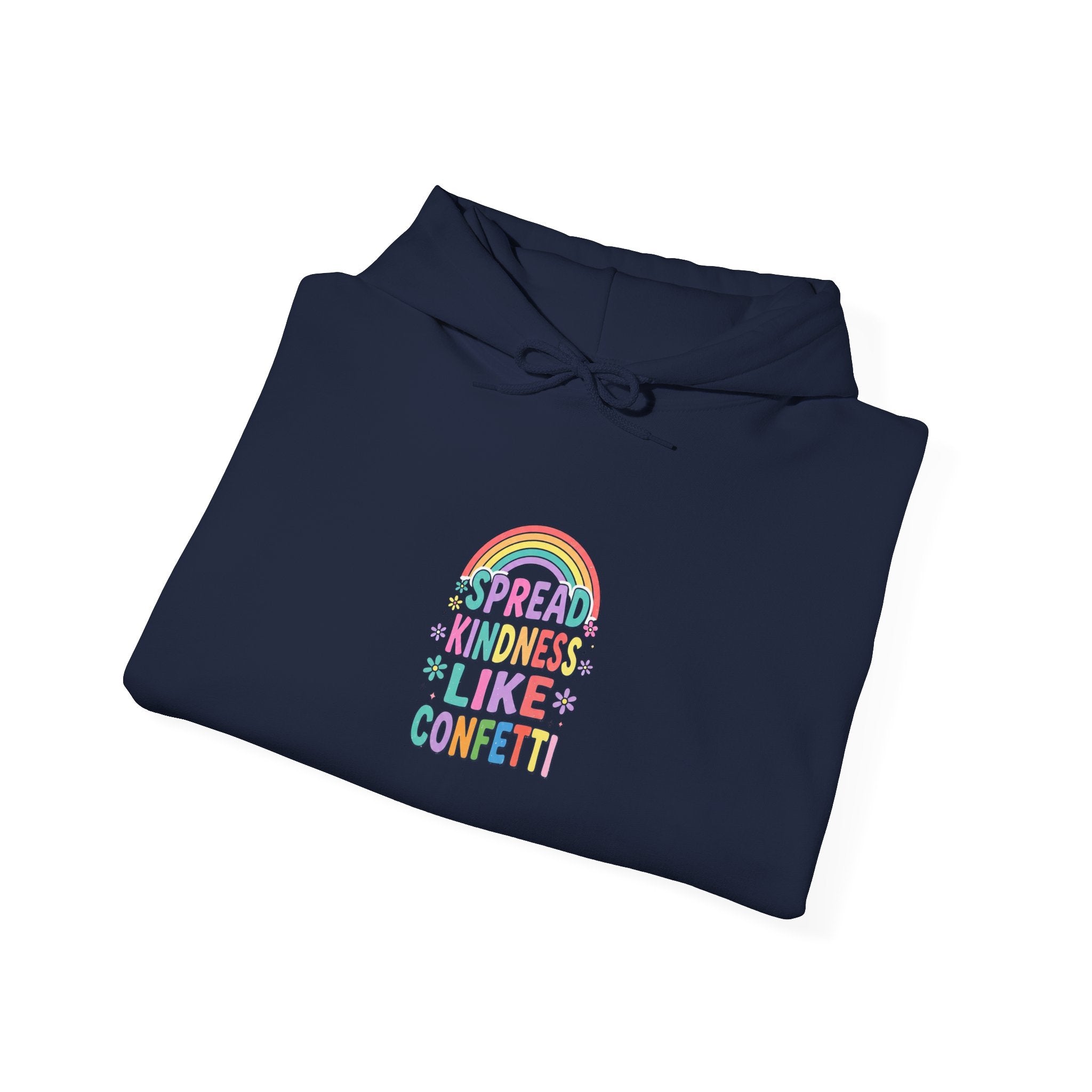Kinder, Kinder, Like Confetti Hoodie | Christian Rainbow Scripture