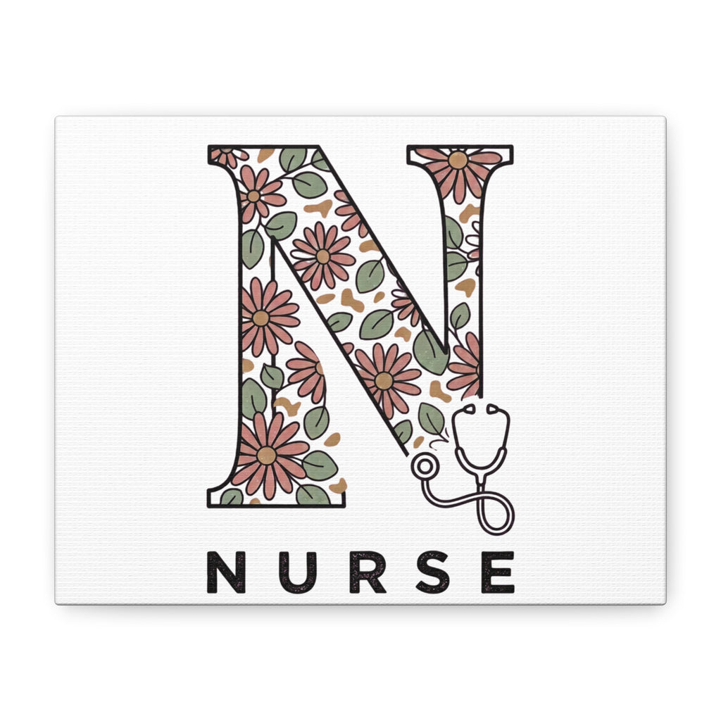 Floral 'N' Nurse Stretched Canvas Wall Art — Decorative Nurse Gift