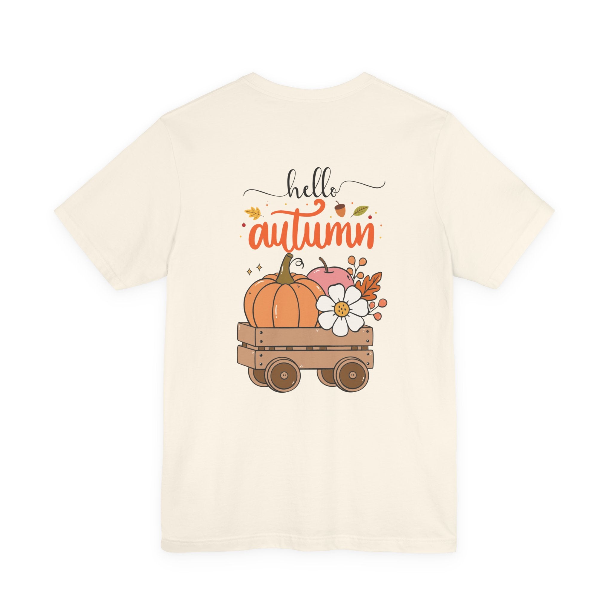 Hello Autumn Tee - Pumpkin Wagon Fall T-Shirt with Bow Accent