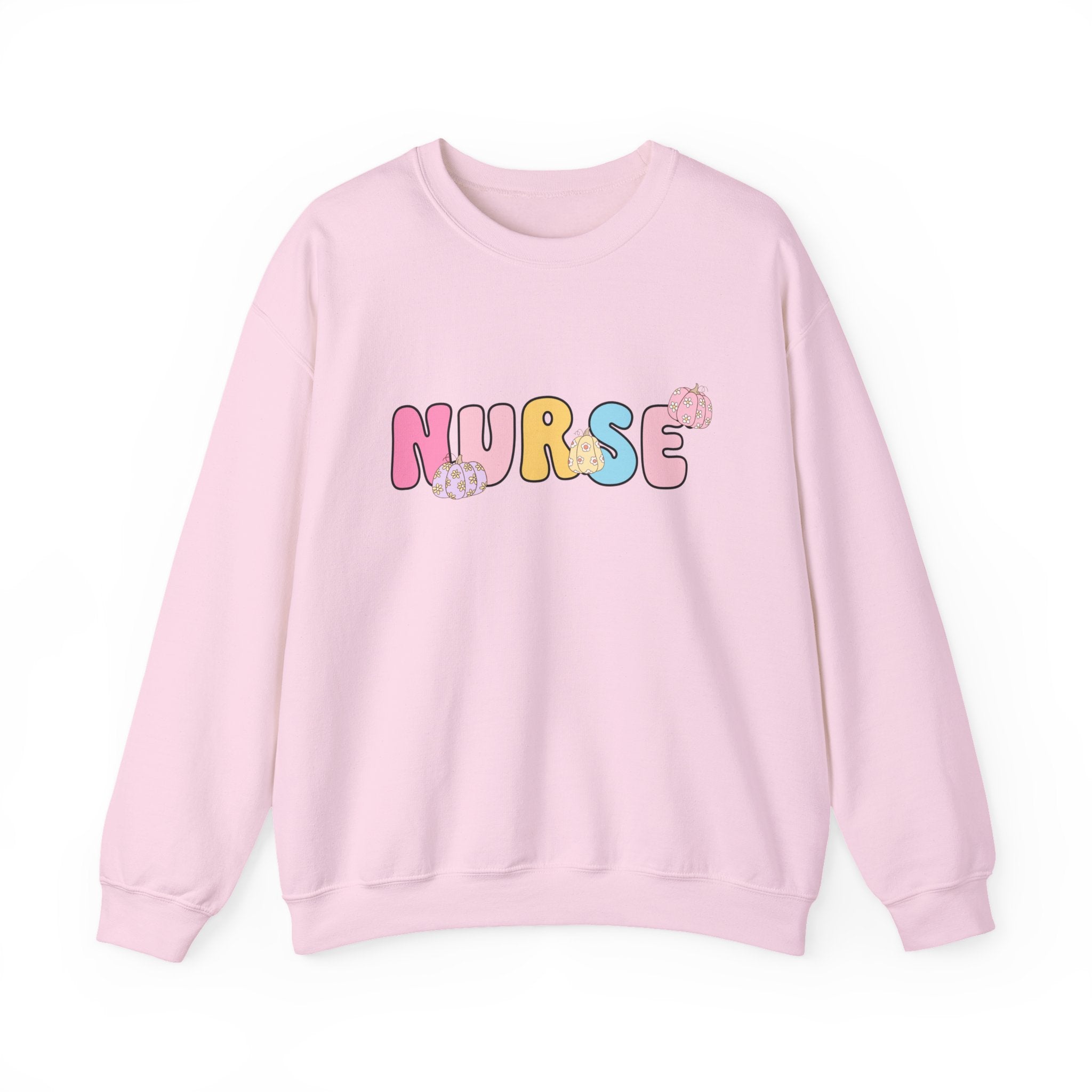 Nurse Bubble Letter Crewneck Sweatshirt — Cute Pastel Nursing Pride Pullover