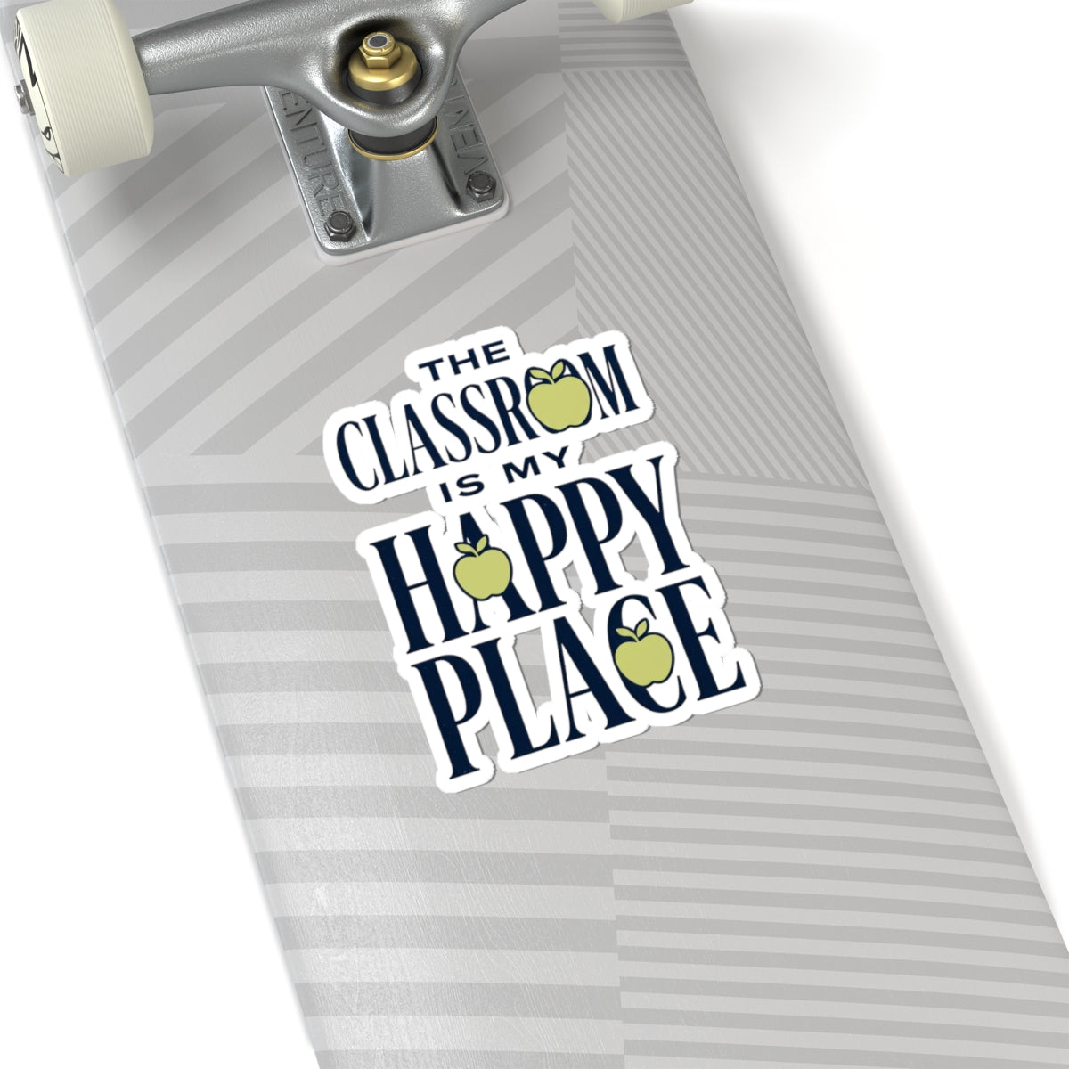 Sticker — “The Classroom Is My Happy Place” Teacher Apple Kiss-Cut Sticker