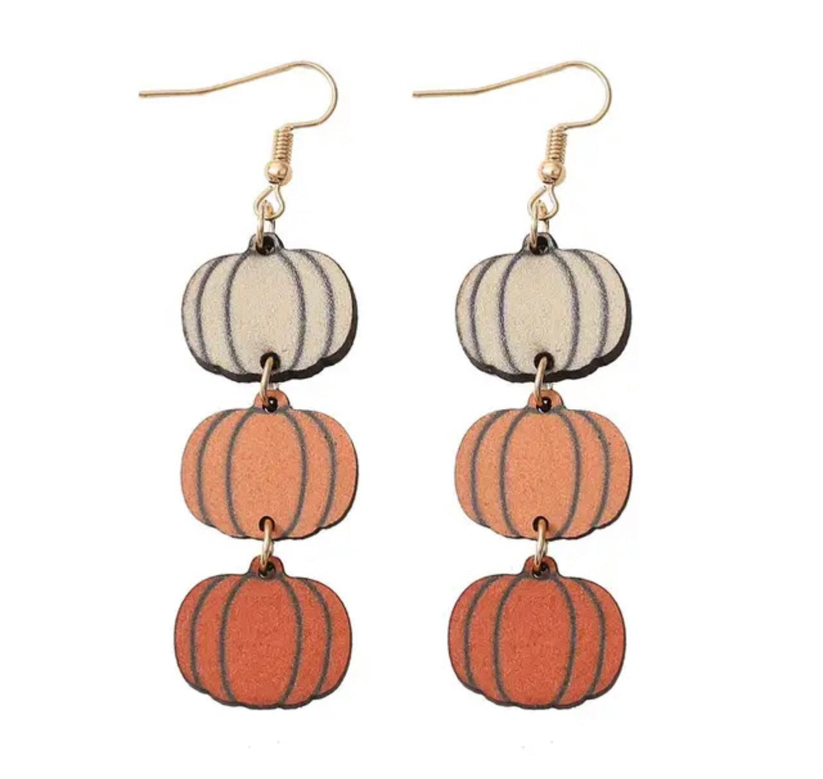 Beautiful Fall and Autumn Wooden Pumpkin Earrings