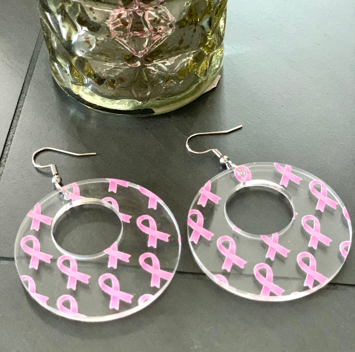 Acrylic Breast Cancer Hoops
